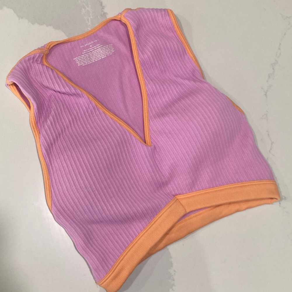 Ribbed Tank Top - Pink and Orange